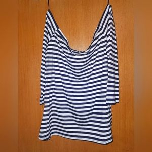 Off the shoulder striped mid length shirt